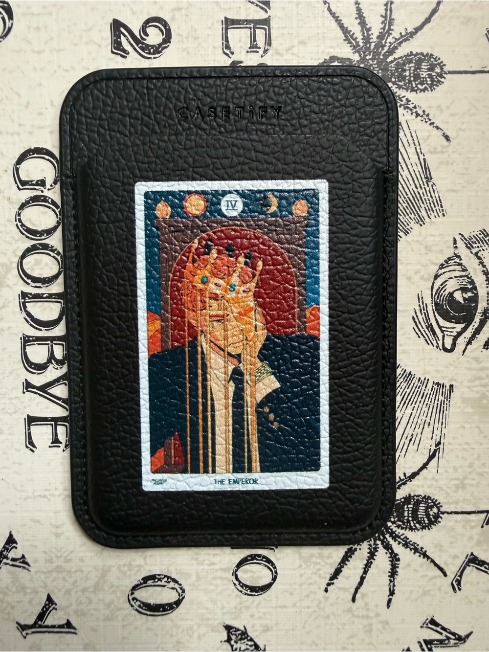 Casetify Black Leather Tarot Card Sticker Phone Wallet